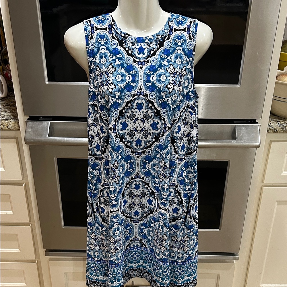 Apt. 9 Blue and White Patterned Mini Dress